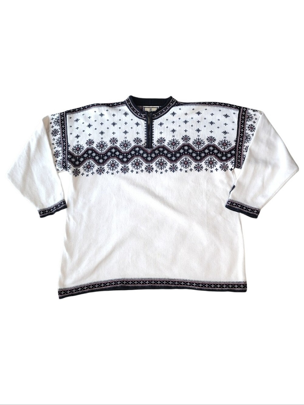 Dale Of Norway Quarter-zip Pullover Sweater Cotton Fair Isle Snowflake Mens XL